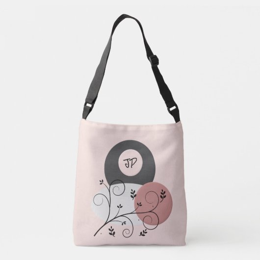 Mooie roze Canvas tas/grijze monogrammen Crossbody Tas (Achterkant)