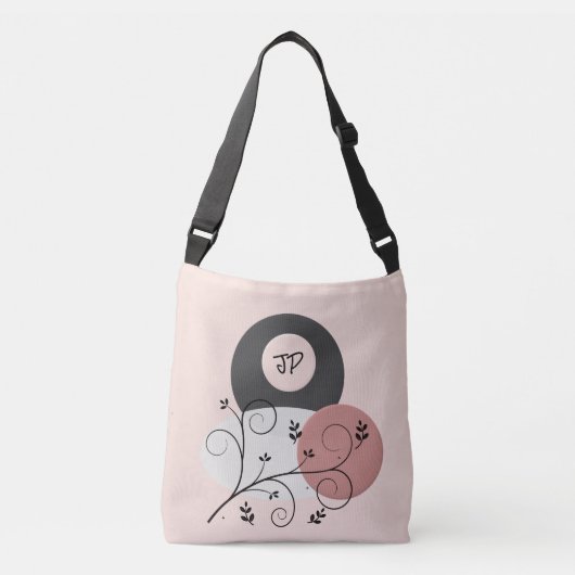 Mooie roze Canvas tas/grijze monogrammen Crossbody Tas (Voorkant)