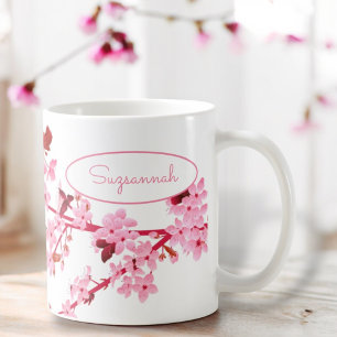 Mooie roze Cherry Blossom Floral Custom Koffiemok