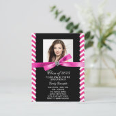 Mooie Roze Chevron Foto Afstuderen Kaart (Staand voorkant)