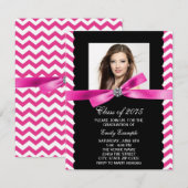 Mooie Roze Chevron Foto Afstuderen Kaart (Voorkant / Achterkant)