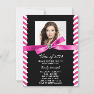 Mooie Roze Chevron Foto Afstuderen Kaart