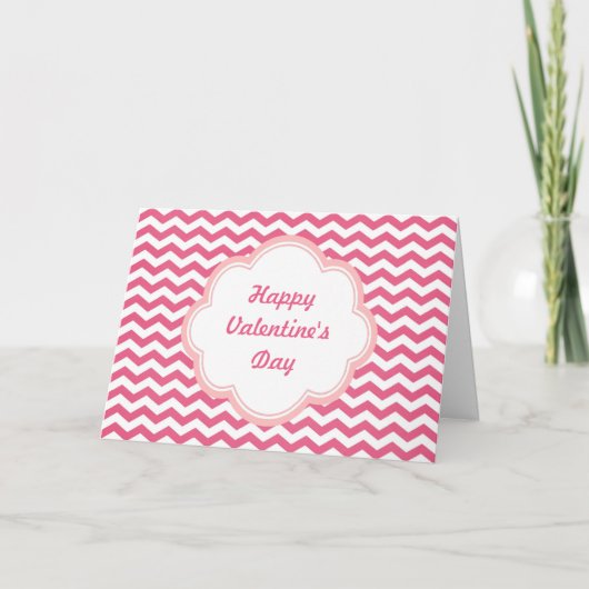 Mooie roze chevron Valentijnsdag kaart (Voorkant)