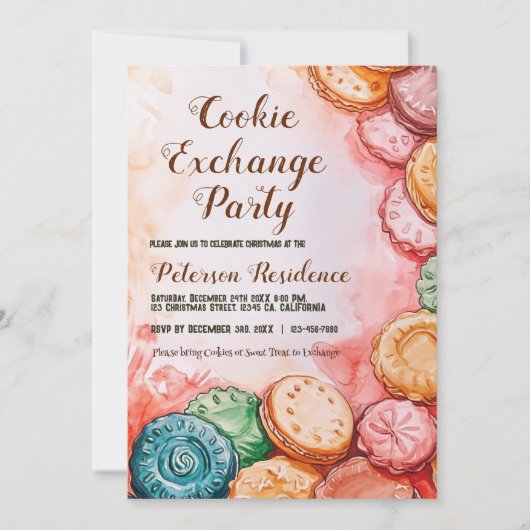 Mooie roze cookie-uitwisselingsfeest kaart (Voorkant)