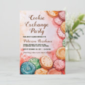 Mooie roze cookie-uitwisselingsfeest kaart (Staand voorkant)