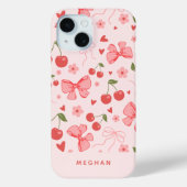 Mooie Roze Coquette Kersen & Strikken Custom Case-Mate iPhone Case (Achterkant)