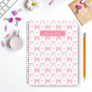 Mooie Roze Coquette Strikjes Harten Gepersonalisee Notitieboek