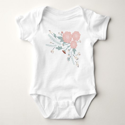 Mooie Roze Crème Blauwe Bloemmotief Romper