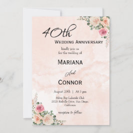 Mooie Roze Crème Bloemen bruiloft Jubileum Kaart