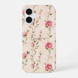 Mooie Roze Crème Rozen Bloemen iPhone 16 Hoesje