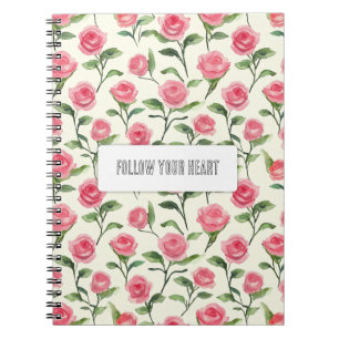 Mooie Roze Crème Rozen Bloemen Notitieboek