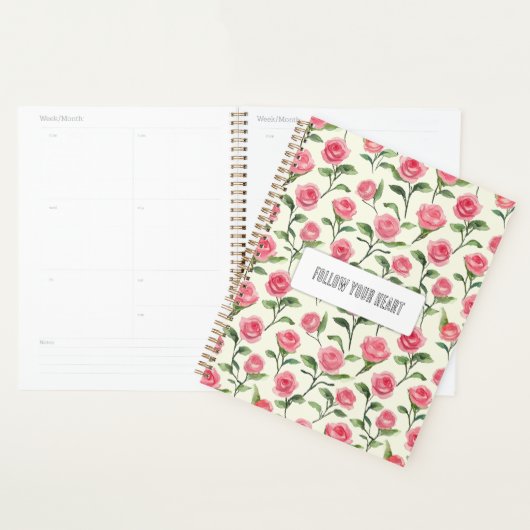 Mooie Roze Crème Rozen Bloemen Planner (Display)