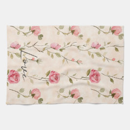 Mooie Roze Crème Rozen Bloemen Theedoek