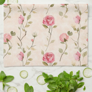 Mooie Roze Crème Rozen Bloemen Theedoek