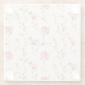 Mooie Roze Crème Rozen Bloemige Bruidsdouche Glazen Onderzetter (Achterkant)