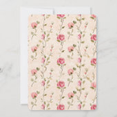 Mooie Roze Crème Rozen Bloemige Bruiloft Kaart (Achterkant)