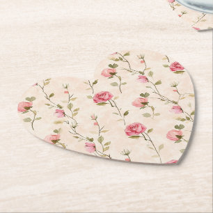 Mooie Roze Crème Rozen Bloemige Bruiloft Kartonnen Onderzetters