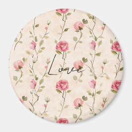 Mooie Roze Crème Rozen Bloemige Liefde Magneet