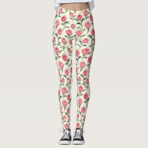 Mooie Roze Crème Rozen Bloemstuk Leggings