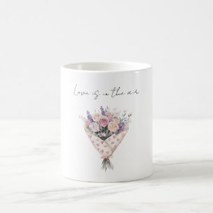 Mooie Roze Crème Rozen Lavendel Bloemige Liefde Koffiemok