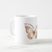 Mooie Roze Crème Vlinder Koffiemok (Voorkant links)