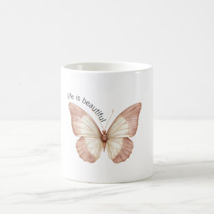 Mooie Roze Crème Vlinder Koffiemok