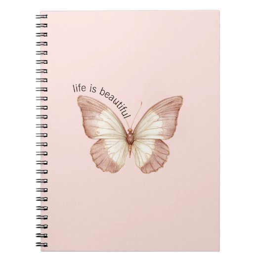 Mooie Roze Crème Vlinder Notitieboek (Voorkant)