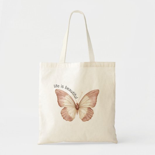 Mooie Roze Crème Vlinder Tote Bag (Voorkant)