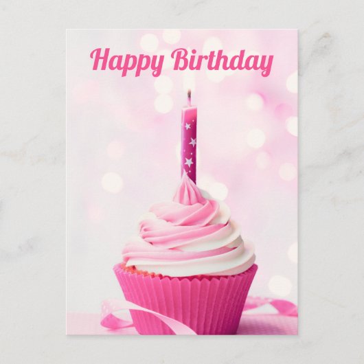 Mooie Roze Cupcake Foto Aangepaste Gelukkige Verja Briefkaart (Voorkant)