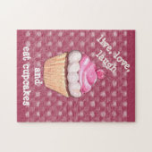 Mooie Roze Cupcake Leef, Liefde, Lach Puzzel (Horizontaal)
