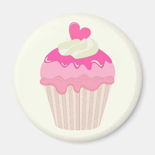 Mooie Roze Cupcake Magneet (Voorkant)
