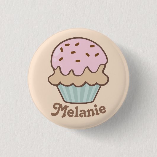 Mooie Roze Cupcake Met Glazuur Persoonlijk Ronde Button 3,2 Cm (Voorkant)