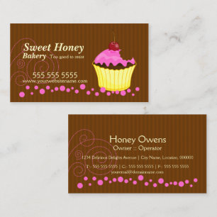 Mooie Roze Cupcake met Kersen Zakelijke Kaarten Visitekaartje