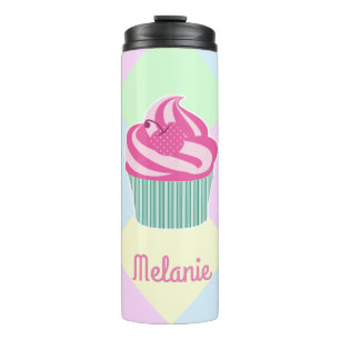 Mooie Roze Cupcake Pastelkleuren Persoonlijk Thermosbeker