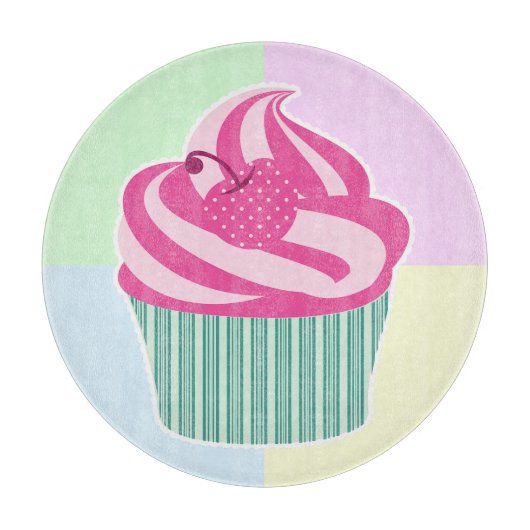 Mooie Roze Cupcake Pastelkleuren Snijplank (Voorkant)