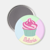 Mooie Roze Cupcake Pasteltinten Persoonlijk Magneet (Voorkant / Achterkant)
