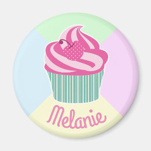 Mooie Roze Cupcake Pasteltinten Persoonlijk Magneet