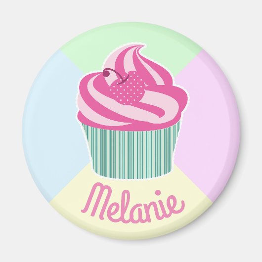 Mooie Roze Cupcake Pasteltinten Persoonlijk Magneet (Voorkant)