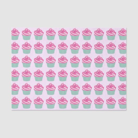 Mooie Roze Cupcake Patroon Tissuepapier (Voorkant)