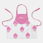 Mooie Roze Cupcakes Patroon Kind Naam Schort (Voorkant)