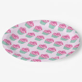 Mooie Roze Cupcakes Patroon Licht Roze Papieren Bordje (Gekanteld)