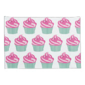 Mooie Roze Cupcakes Patroon Pastel Roze en Wit Kussensloop (Achterkant-Rechts)