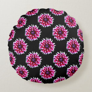 Mooie Roze Dahlia Bloem Natuur Patroon Rond Kussen