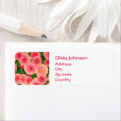 Mooie roze Dahlias Flowers Etiket (Insitu)