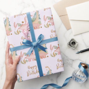 Mooie roze dino cadeaupapier