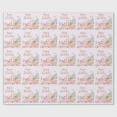 Mooie roze dino cadeaupapier (Vlak)