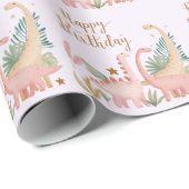 Mooie roze dino cadeaupapier (Rol Hoek)