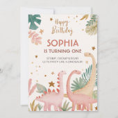 Mooie roze dino kaart (Voorkant)