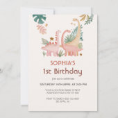 Mooie roze dino kaart (Achterkant)