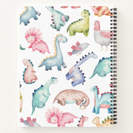 Mooie Roze Dino Monogram Schetsboek Notitieboek (Achterkant)